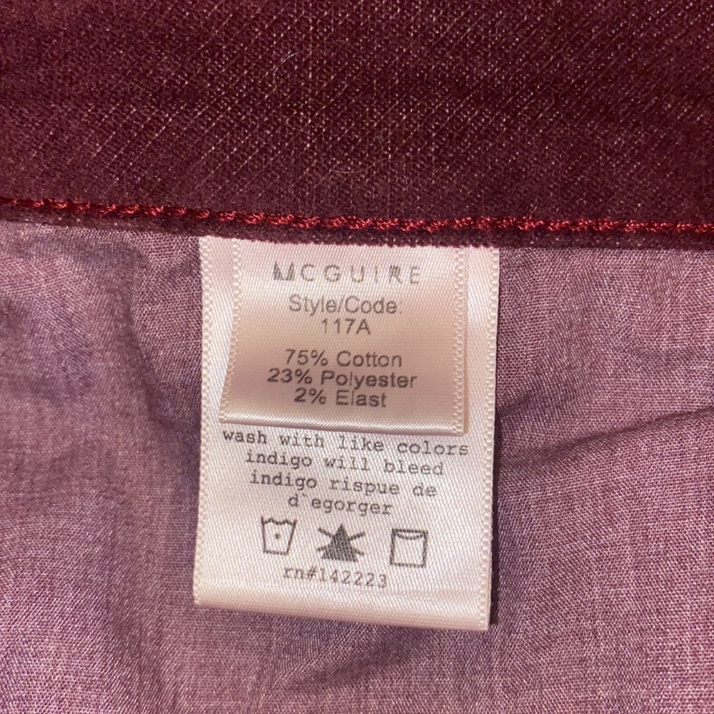 MCGUIRE button fly velvet jeans size 28 - Picture 5 of 7